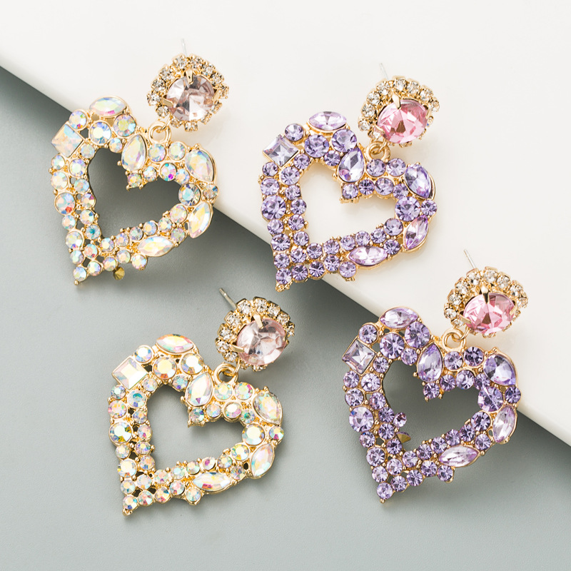Fashion Temperament Love Full Diamond Earrings Female S925 Silver Needle 2021 Trend