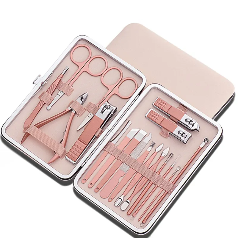 hot sale nail suppliers rose gold 7pcs 12pc 18pcs set professional stainless steel nail clipper tools manicure set for nail care