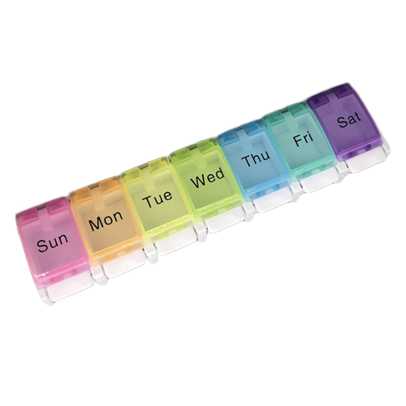 cheap price rainbow color plastic medical box waterproof weekly 7 day pill box