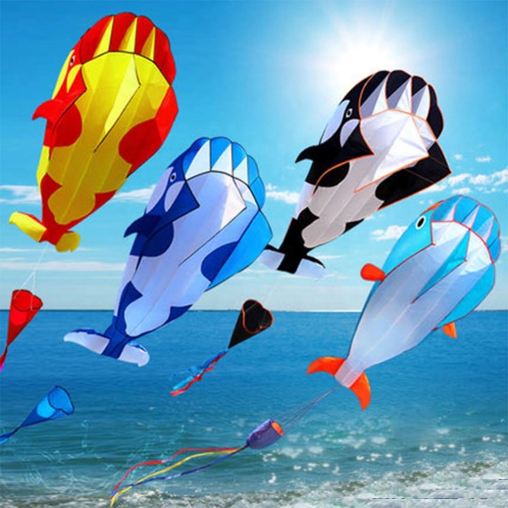 3D Soft Whale Shaped Frameless Flying Kite Children Outdoor Sports Toy Kids Funny Gift