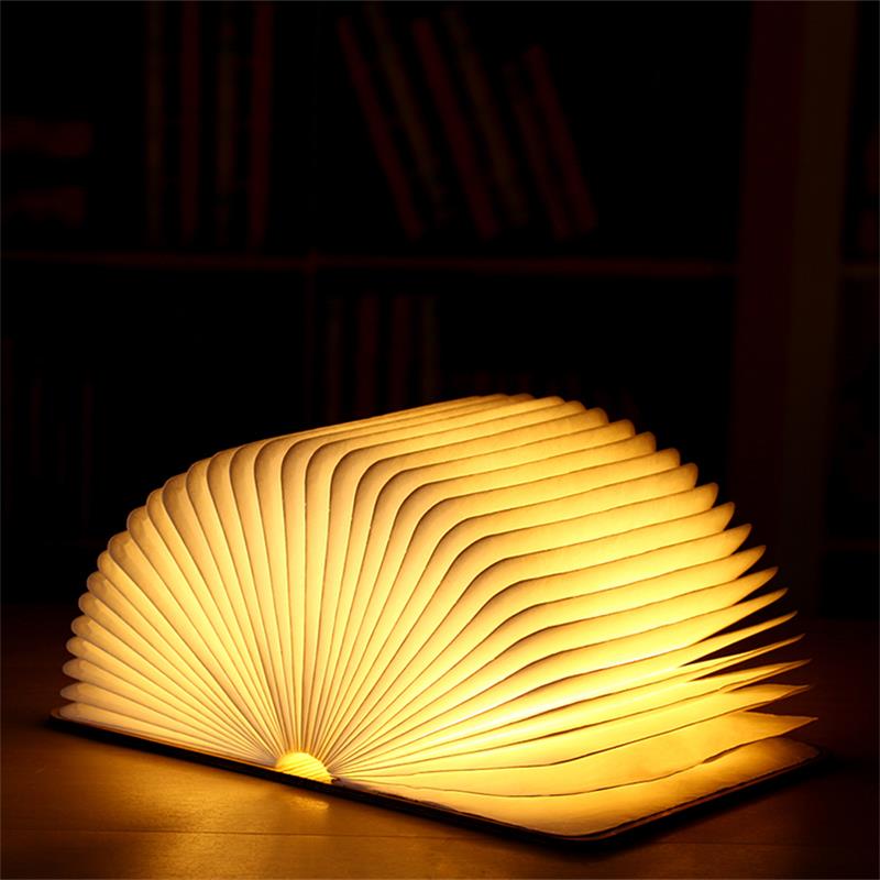 USB Led мини деревянная складная перезаряжаемая лампа для книг Светодиодная настольная лампа в форме книги