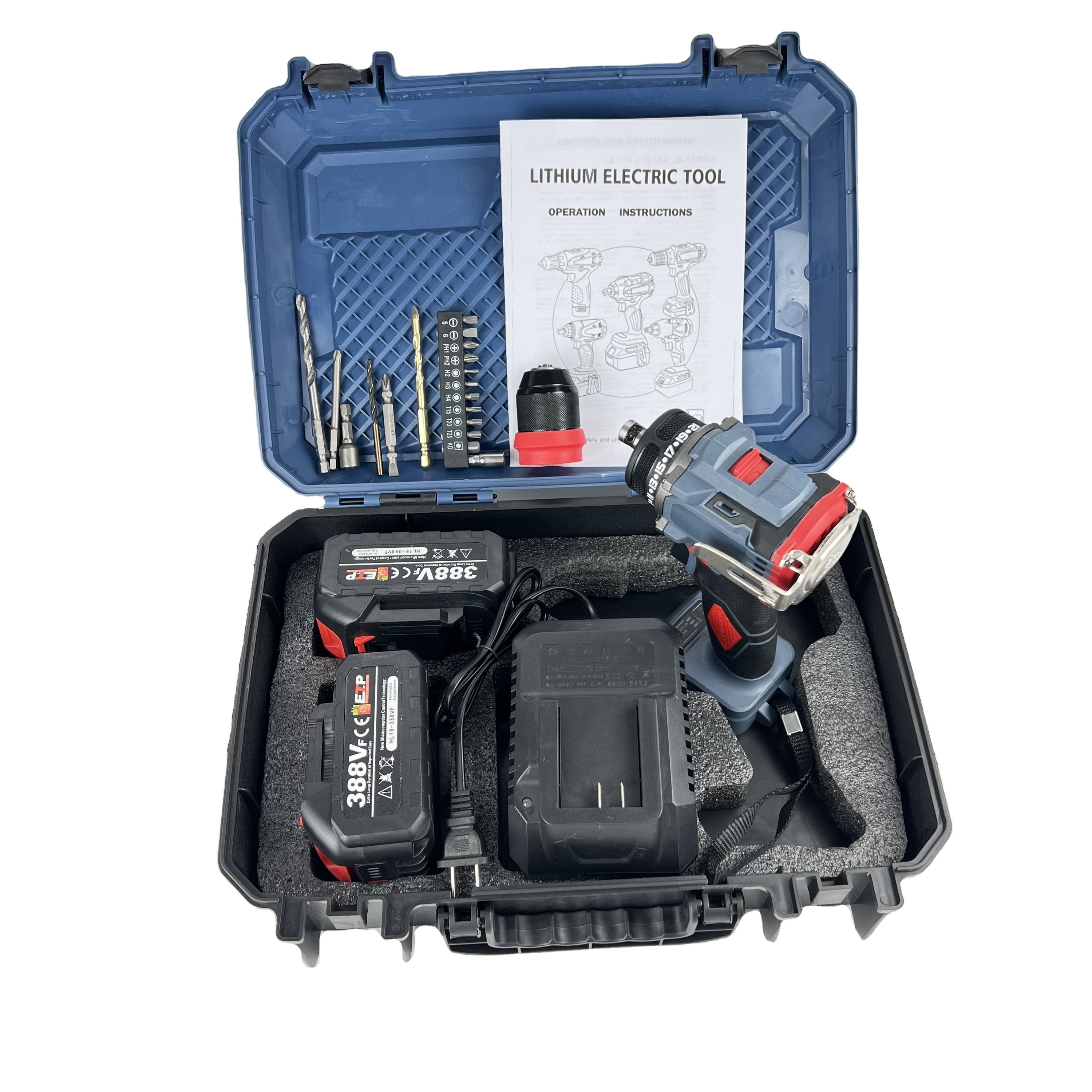 AL107 Portable Household DIY Tool Set 21v Impact Drill Electric Lithium-ion Battery Power Supply Brushless Cordless Drill