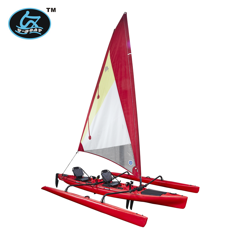 18 футов trimaran saiboat с системой педального привода для байдарки UBP-K3 для двух человек