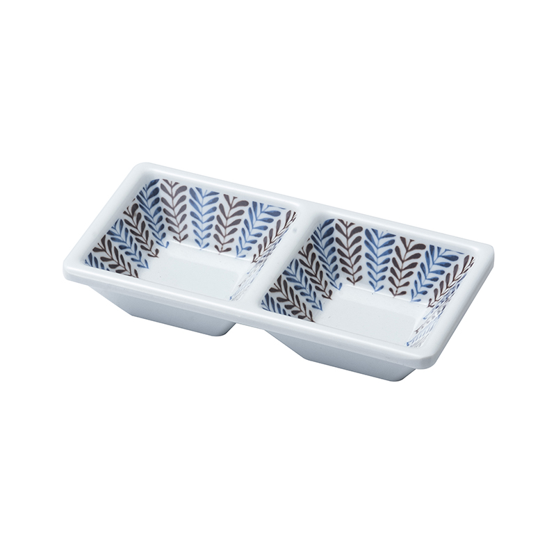 Wholesale low moq rectangle 2 divided sauce dish melamine tableware melamine dish plate