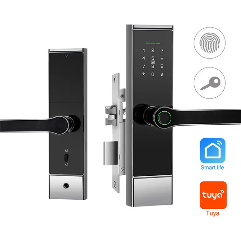 waterproof tuya wifi app electronic smart door lock biometric remote control without hub door lock for wooden doors