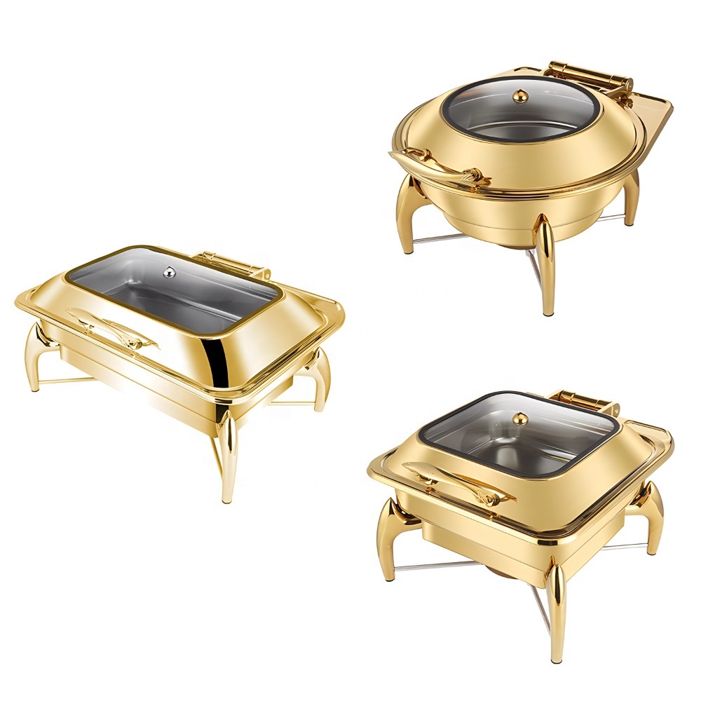 Wholesale other hotel & restaurant supplies buffet hydraulic party wedding luxury chafing dish rose gold buffet food warmer set