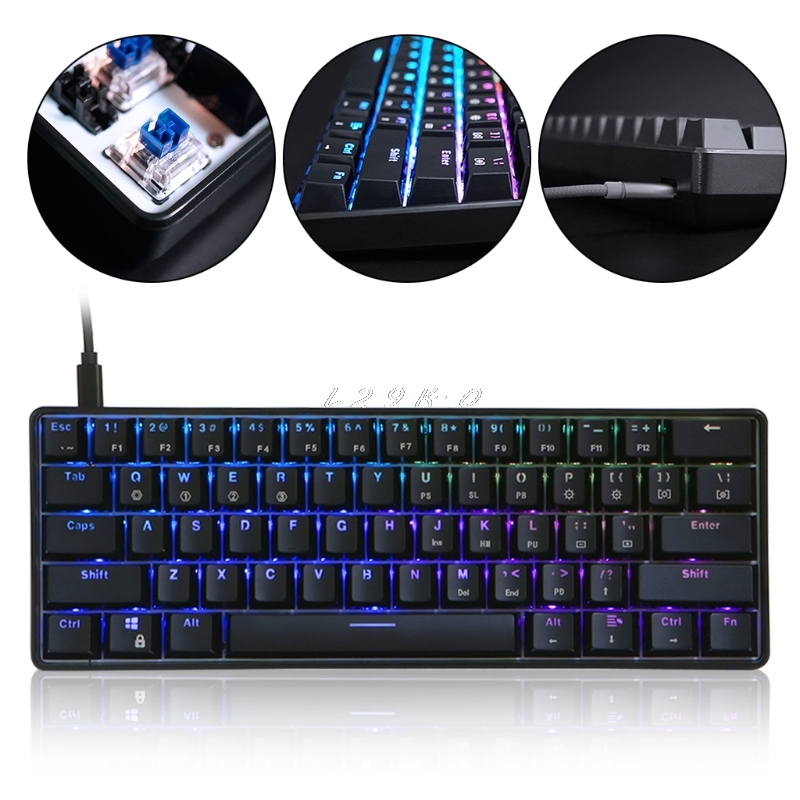 Разноцветная Механическая игровая клавиатура GK61 SK61 RGB, 61 клавиша, RGB подсветка, проводная и Беспроводная клавиатура со светодиодной подсветкой для ПК/Mac/Win