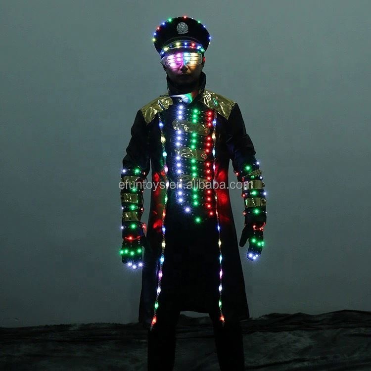 Funtoys MOQ 1 PCS Glowing clothing suit stage performance costume dancing flashing colorful unisex performance wear for adult