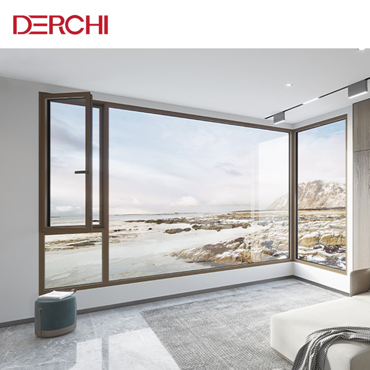 Impact Resistant Thermal Break Double Glass Aluminum Frame Casement Windows
