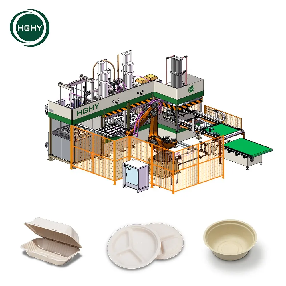 Thermopole Food Container Making Machine Food Packages Sugarcane Paper Bagasse Plate Disposable Tableware Machine