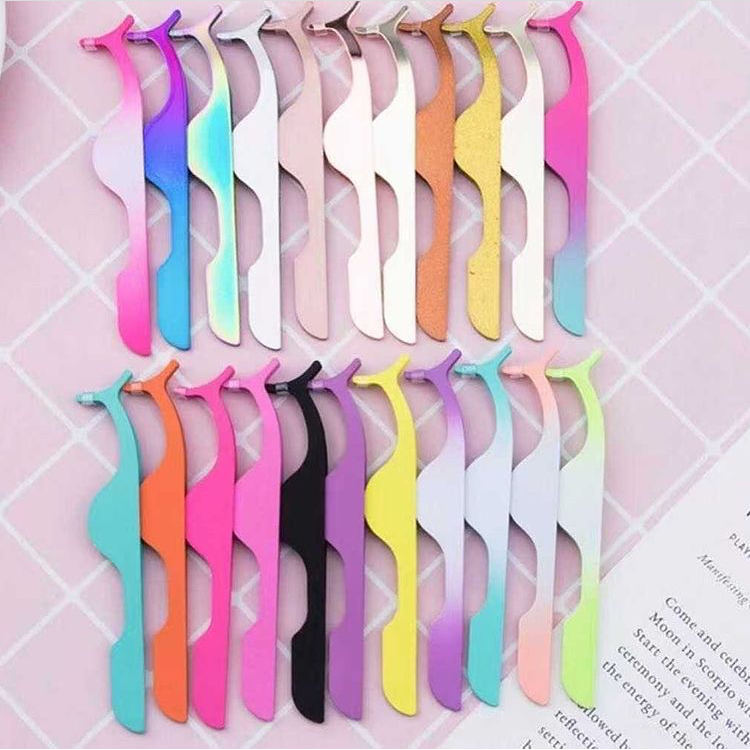 Private Logo Colorful High Quality Eyelashes Tweezers Makeup Tools Magnetic Eyelash Tweezers eyelash applicator custom logo