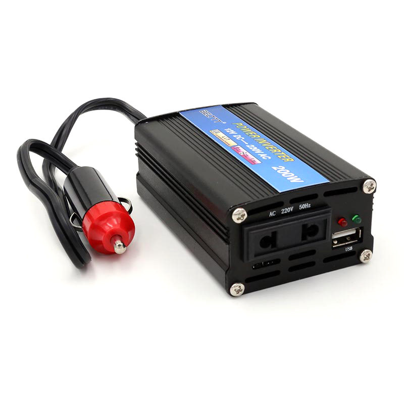 Mini portable design 12v dc to 220v ac modified sine wave 200w car inverter