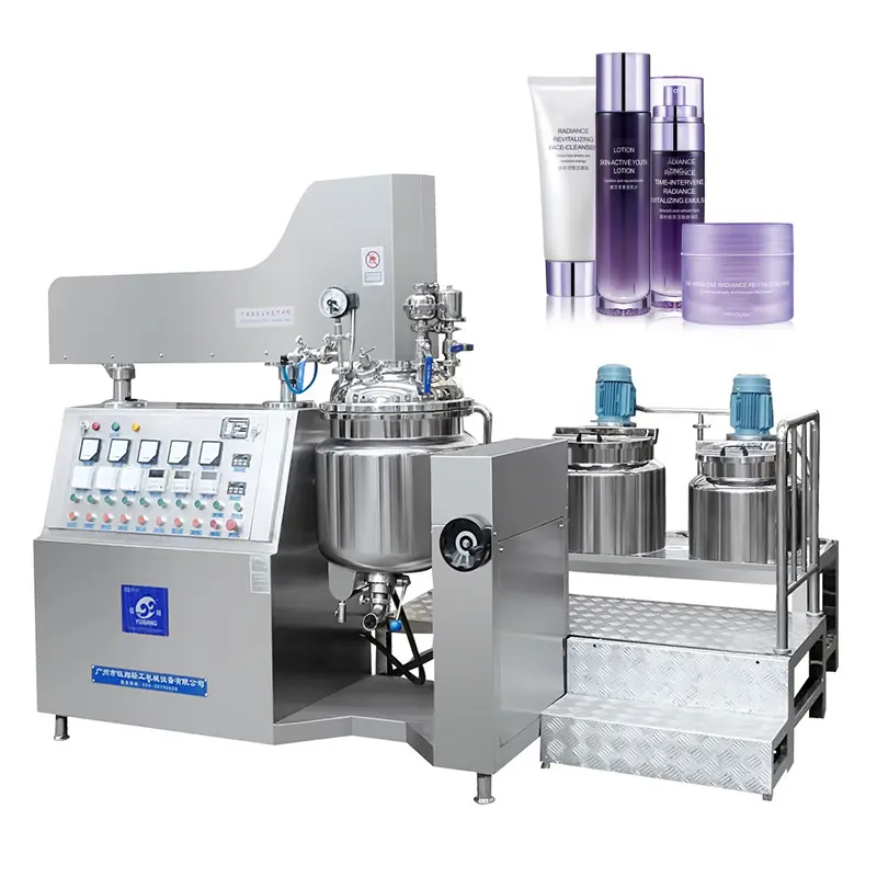 100L vacuum mixing tank hydraulic lifting type electric heating bottom homogenizer vacuum emulsifying mixer