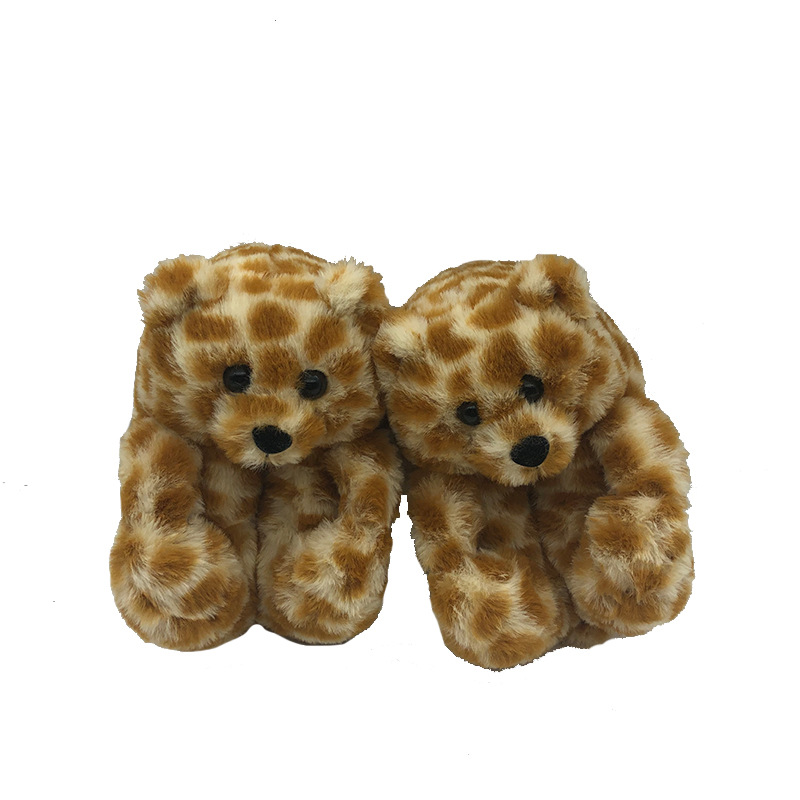 TX 2021 New children's teddy bear cute home warm and thickened furry slippers