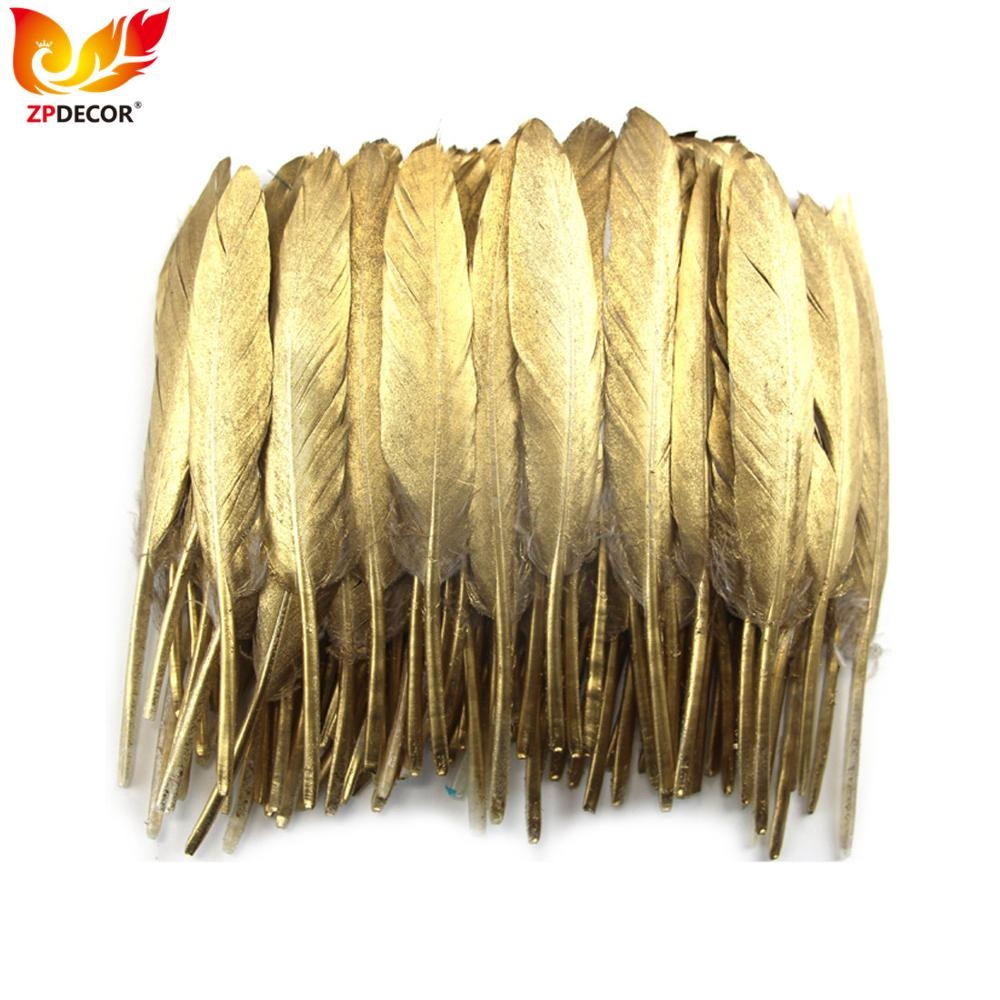 Leading Supplier ZPDECOR Factory Wholesale Cheap Metallic Gold Duck Feather for Fashion Clothing Show