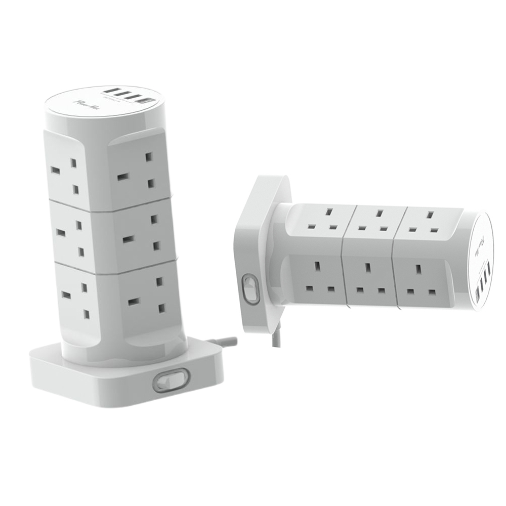 Hot Selling Power Strip Tower Outlets with 4 USB Ports, Desktop Charging Station UK Socket