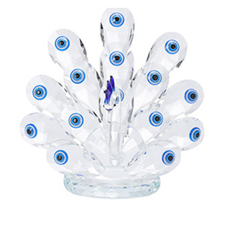 Sea Blue Crystal peacock desktop ornaments for home Decoration