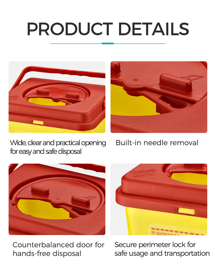 Hospital 5L Sharps Container Disposable Sharp Box Medical Waste Container