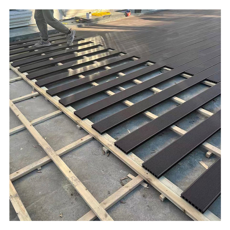Free Sample Factory Wholesale Durable Anti-corrosion Round 6 holes Vertical Straight Groove Wood Plastic Composite Decking