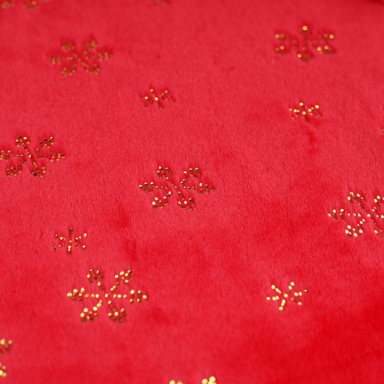 Kingcason One side brush Gold Stamping Red 100% Polyester fake rabbit fur fabric for Blanket or Home Textile