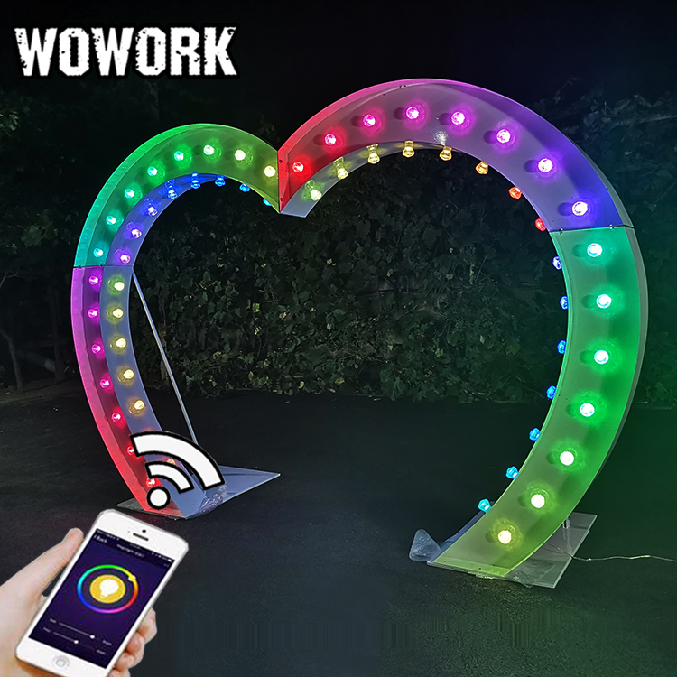 WOWORK 8ft Big RGBW decor wedding waterproof 2.4m metal archway for outdoor wedding decoration props