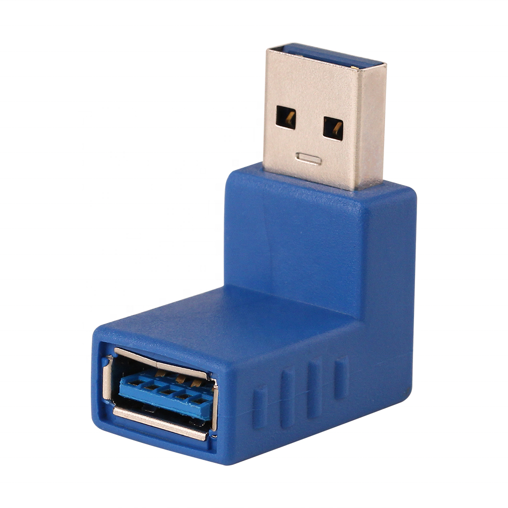 Синий 90 градусов прямоугольный Переходник USB 3,0 A папа-мама для ноутбука и ПК