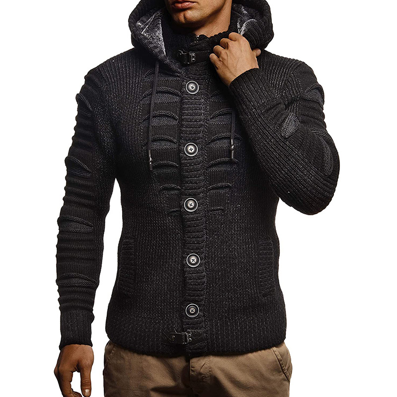 Men's slim fit Knit Zip up hoodies Jacket winter cardigan sweater