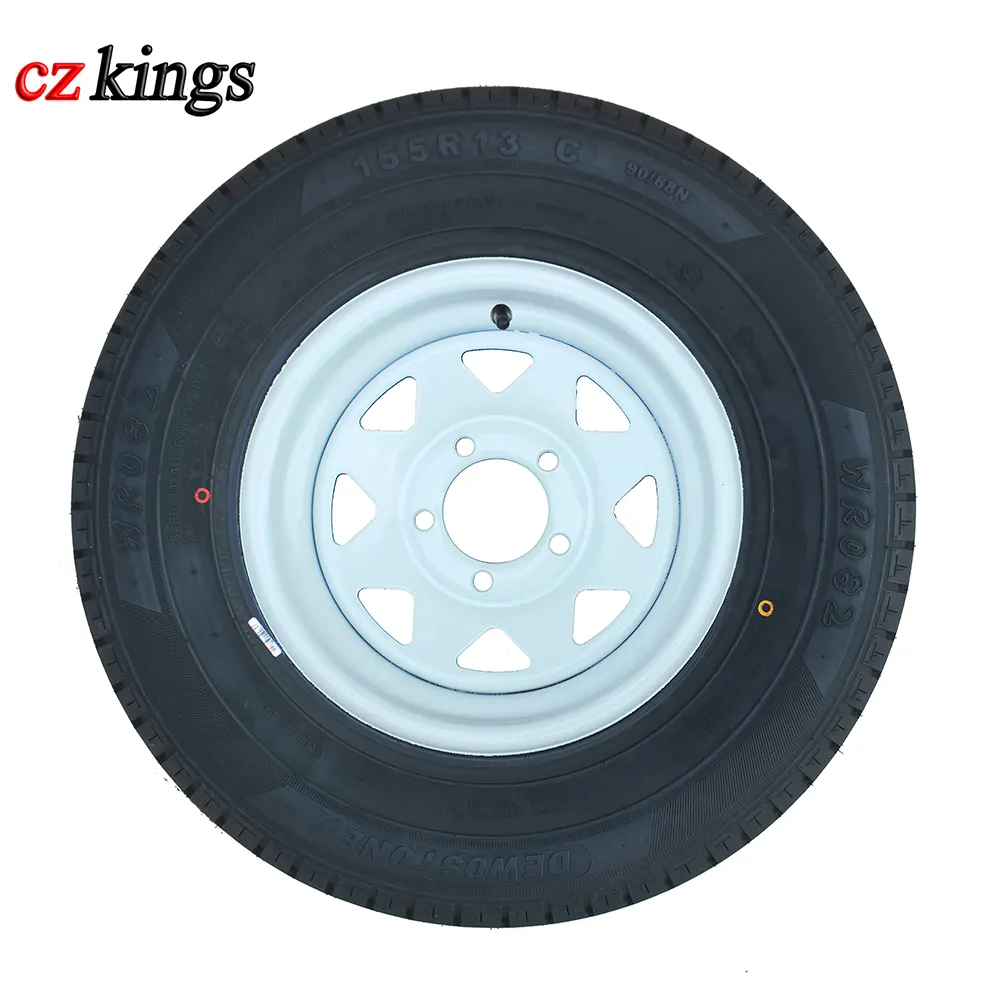 factory supplier 155R13C light truck trailer tire with white coated steel wheel