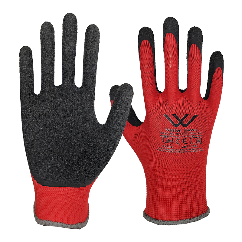 Men industrial good grip polyester assembly safety working hand gloves heavy duty construction garden protective latex coated