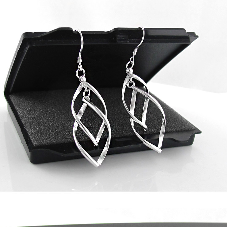 925 sterling silver new woman fashion jewelry high quality leaf long tassel retro simple hot selling hook earrings