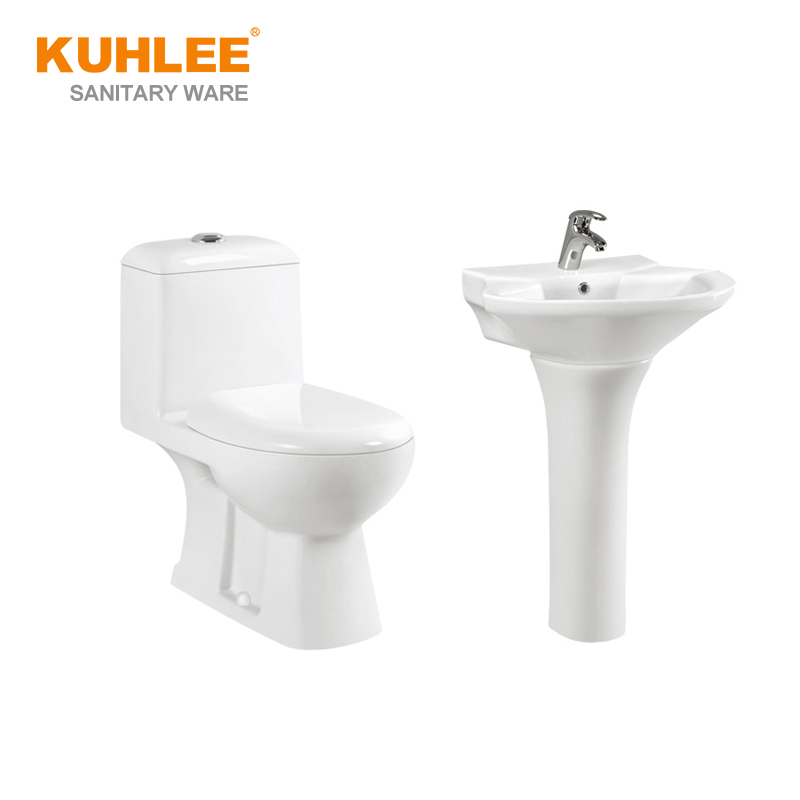 Foshan оптовый продавец, ванная комната, белый цветной керамический набор из двух единиц туалетных мисок и раковины