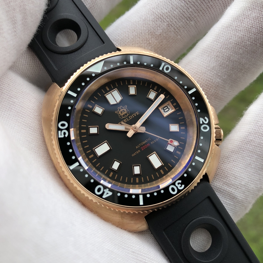 Новое поступление часов 2020! SD1970S Steeldive бренд CUSN8 бронзовый корпус 200 м водонепроницаемые мужские часы для дайвинга