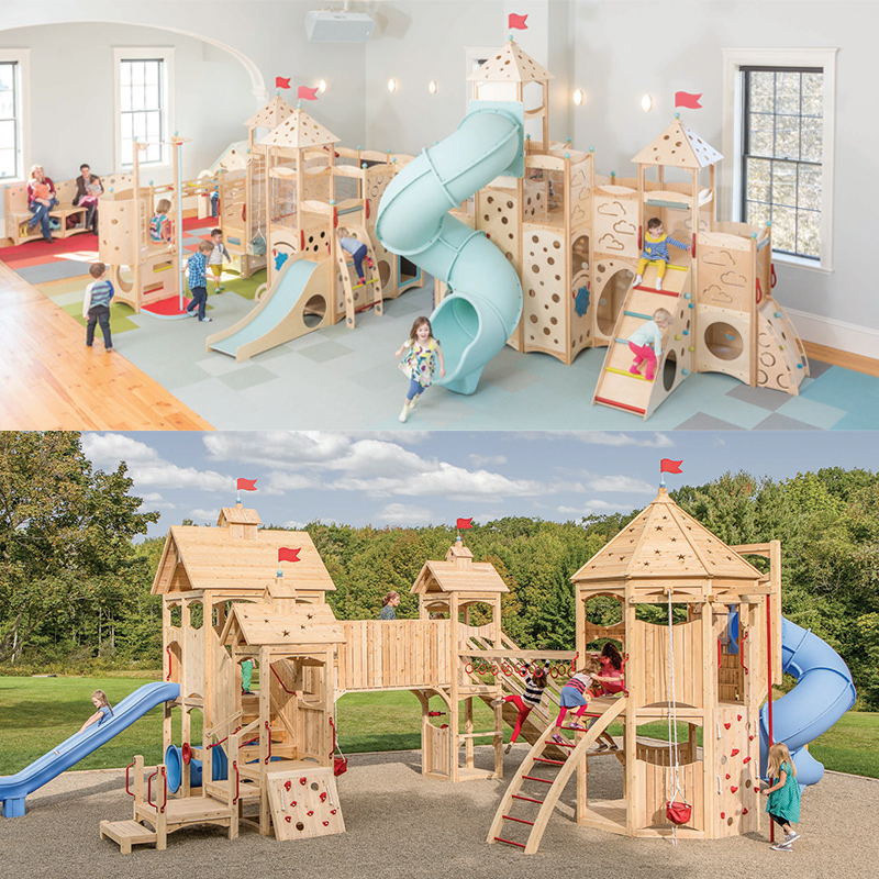 Westshore Obstacle Adventure Wooden Playset Children Rides Game Castle Theme Outdoor Playground Climbing Play House Equipment