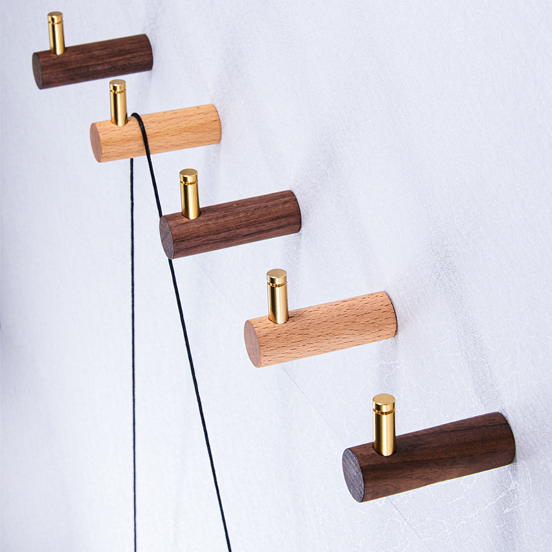 Wholesale High Quality Brass Wooden Living Room Jacket Hooks For Wall Hanging