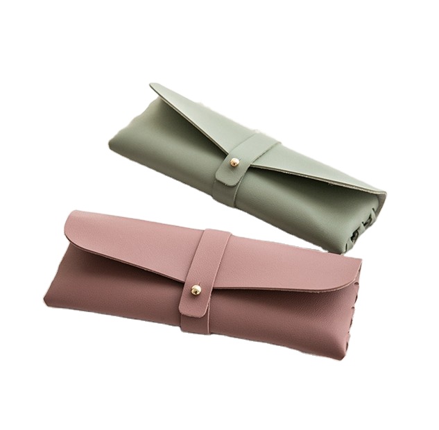 Creative Stationery Pencil Case Faux Leather Pu Pen Case With Strap