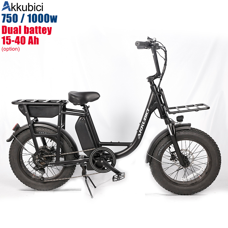 Akkubici 1000w 750 ватт шаг через, фара для электровелосипеда в 750 w 48v 20 дюймов электрический скутер с толстыми покрышками грузовой велосипед трехколесный велосипед склад в США