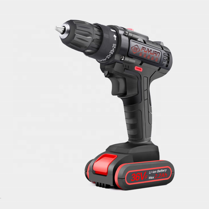 FLYJAN Economical Industrial Cordless Driver Drill 36V With Built-in Lithium Battery Double-speed Power Drill