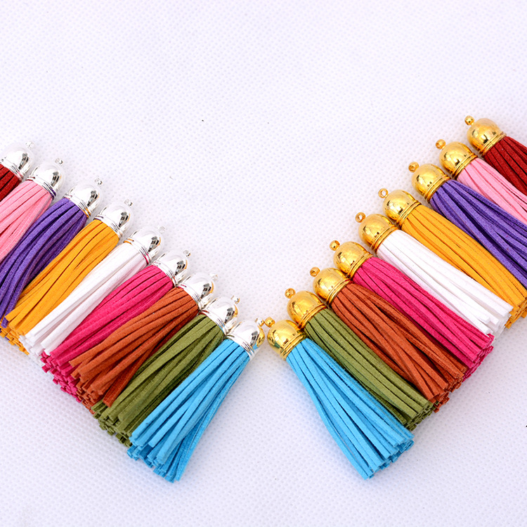 LONGJIE tassel supplier charm copper hat leather keychain tassel for woman