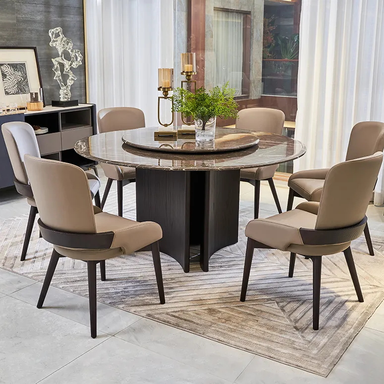 Round marble dining table 6 seater wood marble top dining room sets