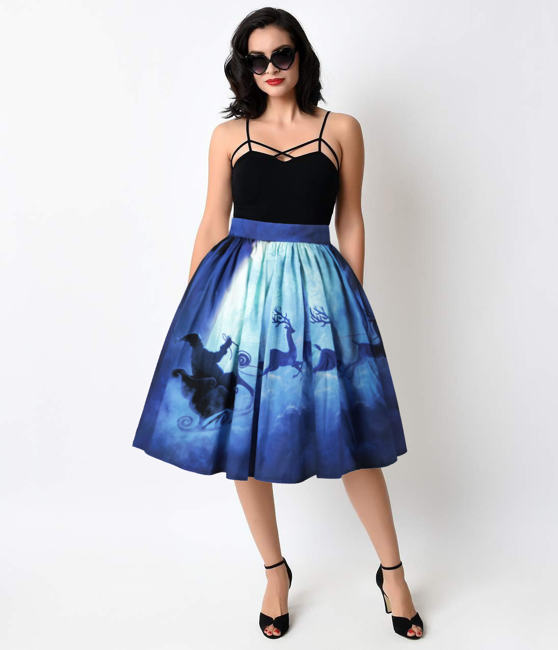 Plastic Raw Materials Christmas deer digital printing women's half length fluffy skirt trendy fashion dress autumn newPC