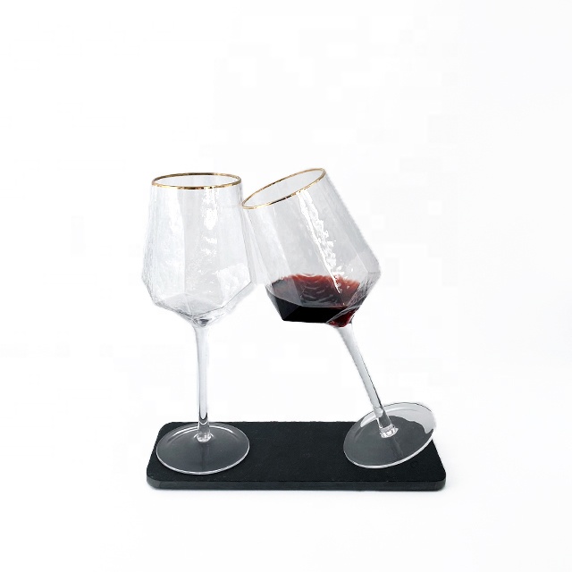 elegant diamond-shaped red wine glass goblet