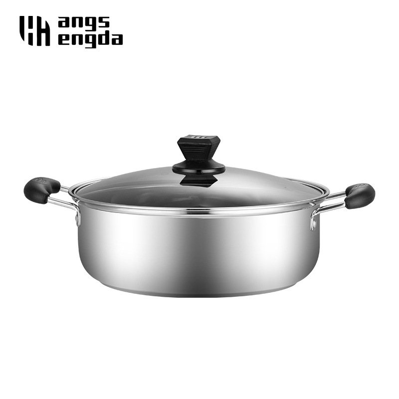 Wholesale 26-32cm Stainless Steel Thick Double Ear Soup Cooker Hot Pot Twin Divided Cookware home Kitchen round induction