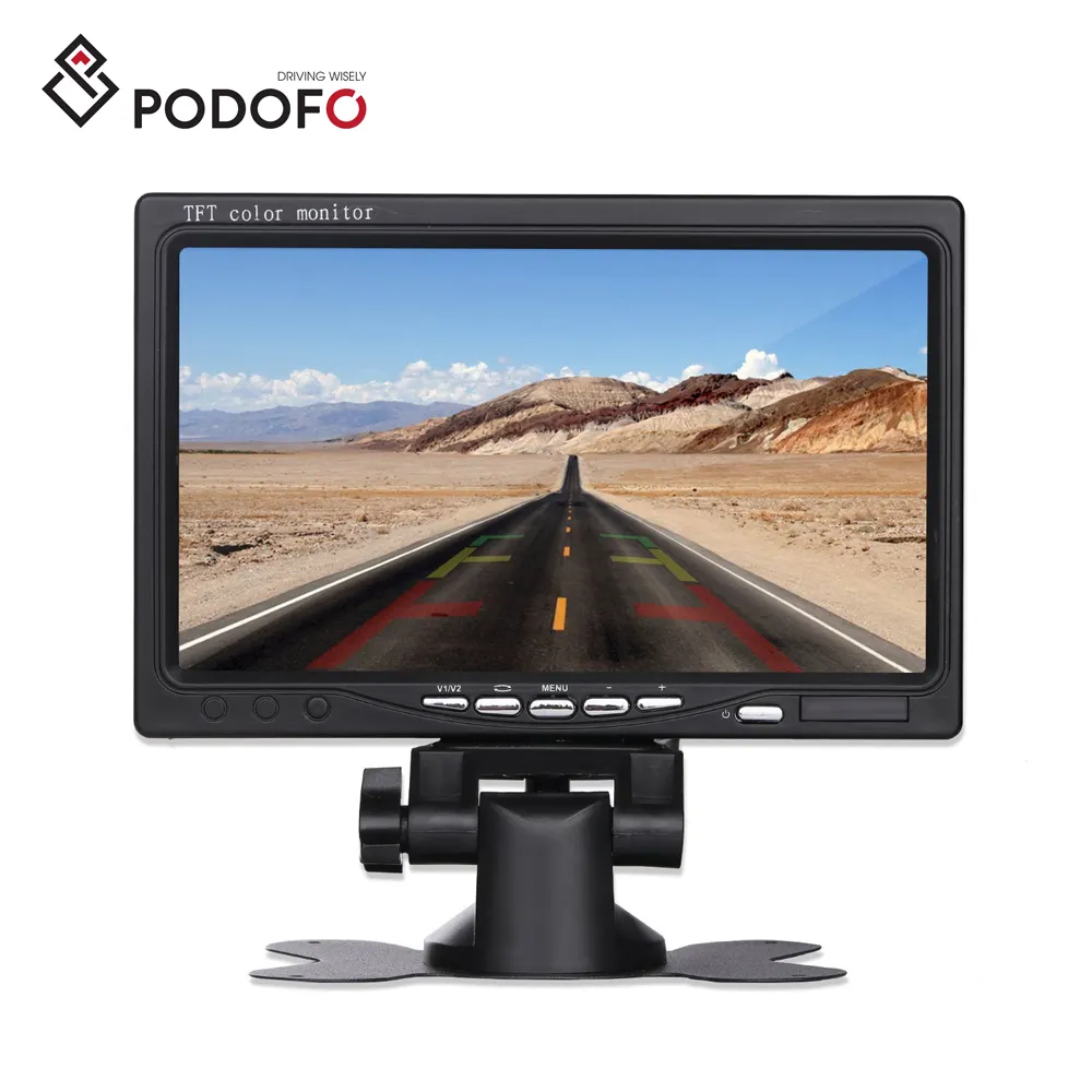 Podofo 7" Color LCD Monitor Car Monitor For Truck Heavy Duty Auto Rear View Reverse Camera With 2 AV input 12-24V