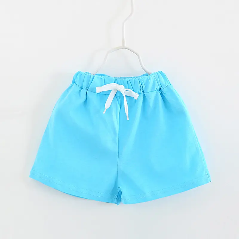 Wholesale 100% Cotton Children Elastic Waist Pants Solid Color Kids Baby Boys Summer Fashion Beach Shorts