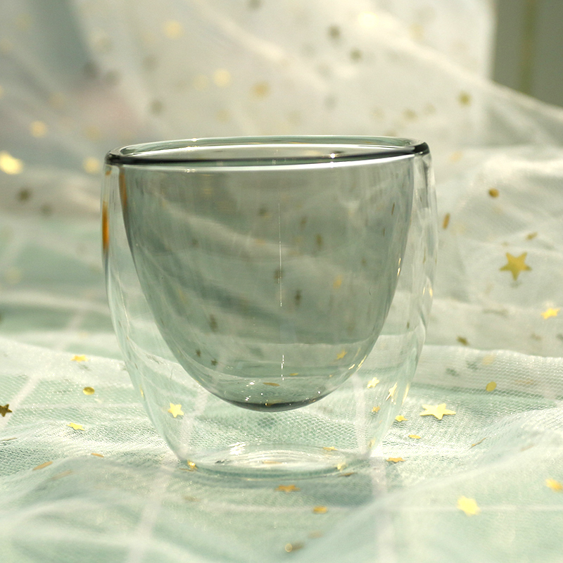 Heat resistant Reusable lead free colored double wall glass coffee cup