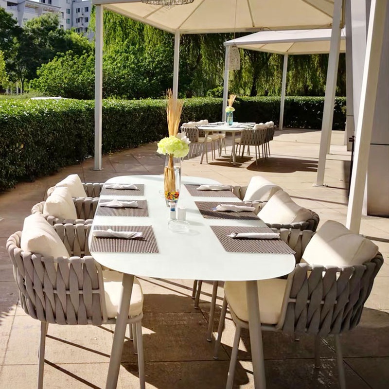 Rope Indoor and Outdoor Modern dining room furniture Luxury Restaurant Dining Table Set