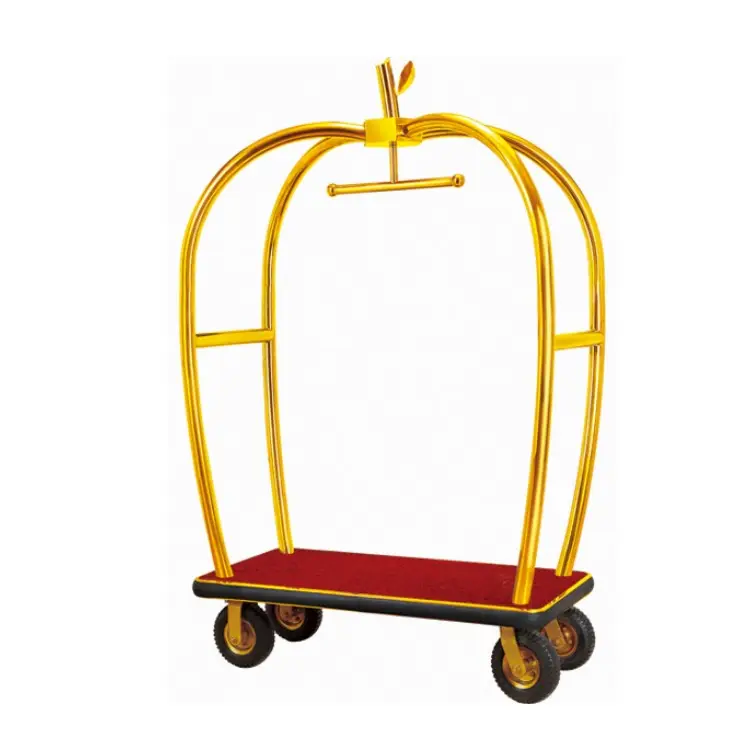 Lobby Service golden apple type metal hotel luggage cart bellman cart
