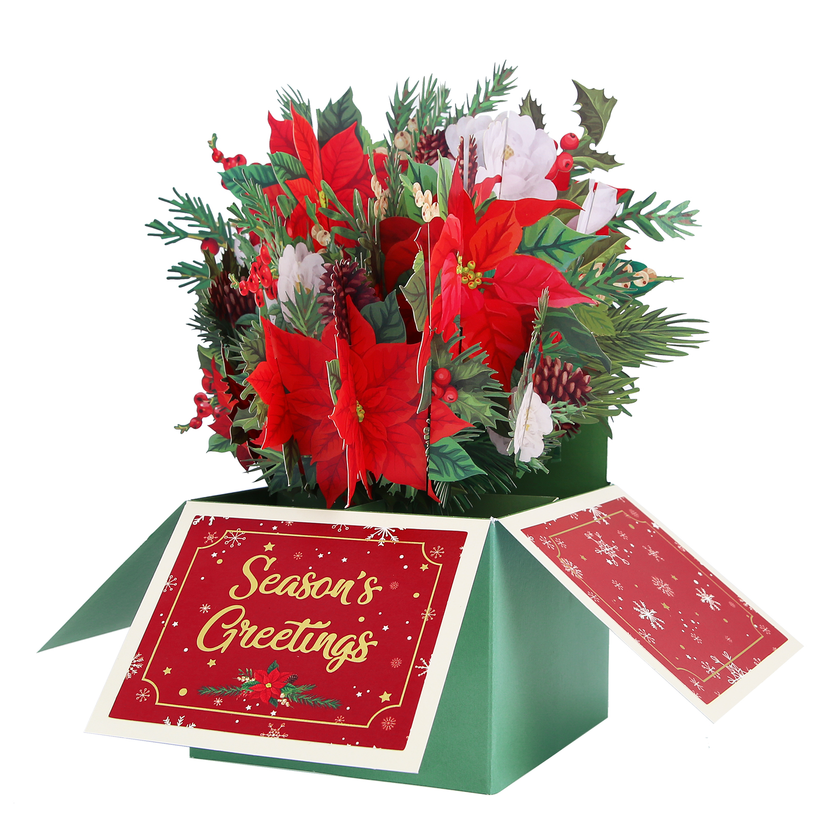 Pinsettia Bouquet 3d Paper Pop Up Christmas Garden Decor Christmas Flower Decorations