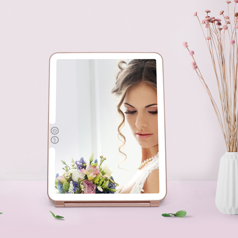 Портативное Зеркало В Стиле iPad со светодиодной подсветкой, портативное косметическое зеркало с литий-ионной батареей/светодиодное косметическое зеркало