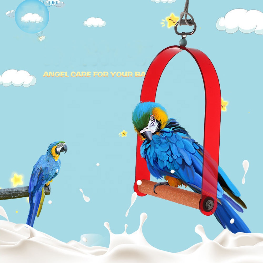 Bird Swing Toy Parrot Grinding Claws Rod Scrub Acrylic Climbing Stand for Bird Parakeet Cockatiel Hanging Swing
